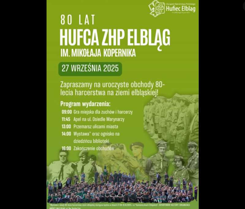 Jubileusz 80-lecia Hufca ZHP na ziemiach elbląskich