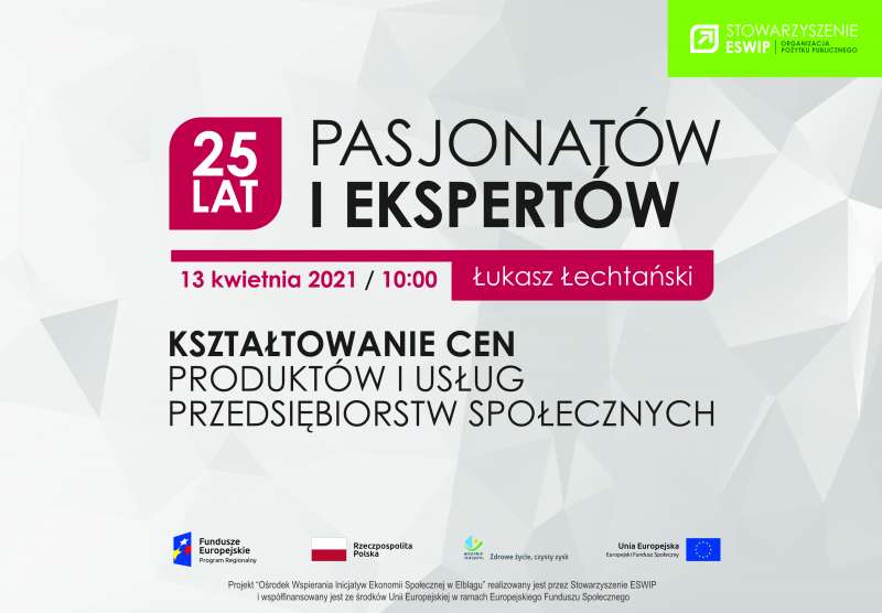 Webinarium. Kształtowanie cen produktów i usług przedsiębiorstw społecznych