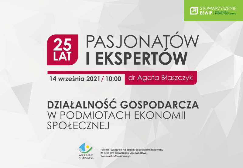 Webinarium: Działalność gospodarcza w podmiotach ekonomii społecznej
