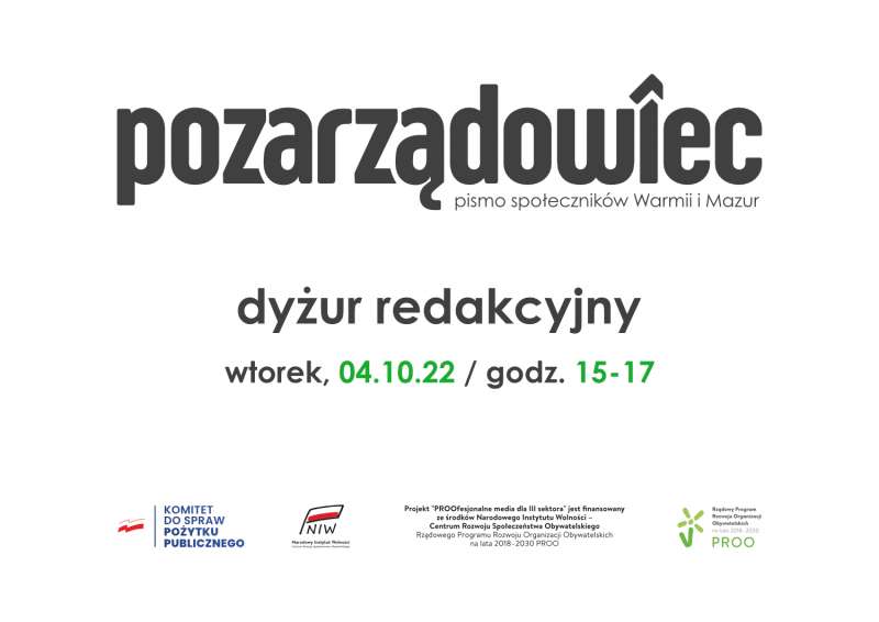 Dyżur redakcyjny w każdy pierwszy roboczy wtorek miesiąca